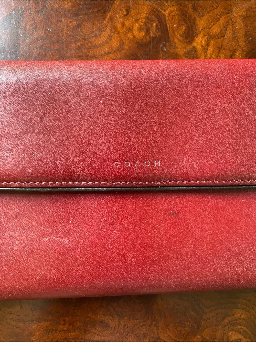 Coach Burgundy Leather Wallet Vintage with Matching Checkbook Cover